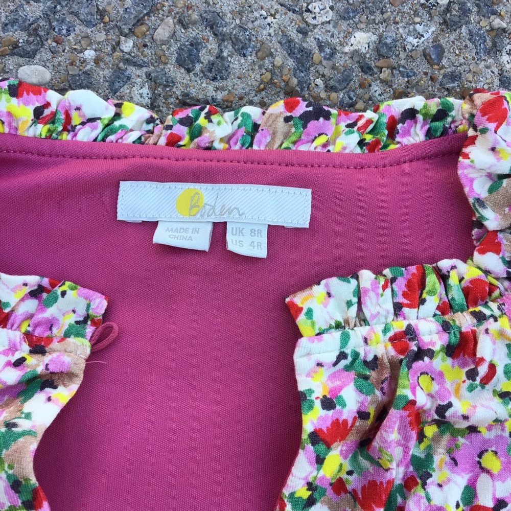Boden Floral Midi Dress in Cream with Pink and Green - Picture 7 of 7